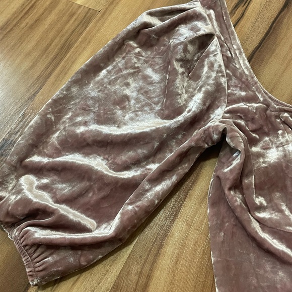 NWT Urban Outfitters Mauve crushed Velvet Puff Sleeves Crop Top Sz M Fairycore - Picture 5 of 8